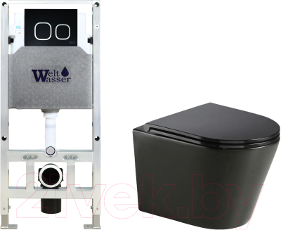 Унитаз подвесной с инсталляцией WeltWasser Amberg 506 ST + Salzbach 043 MT-BL + Amberg RD-BL - фото