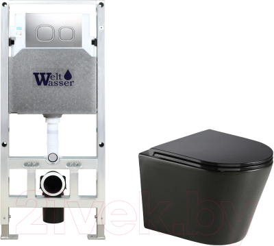 Унитаз подвесной с инсталляцией WeltWasser Amberg 506 ST + Salzbach 043 MT-BL + Amberg RD-MT CR - фото