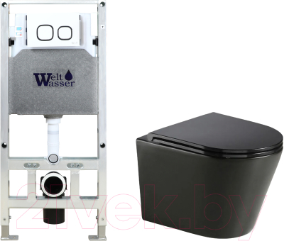 Унитаз подвесной с инсталляцией WeltWasser Amberg 506 ST + Salzbach 043 MT-BL + Amberg RD-WT - фото