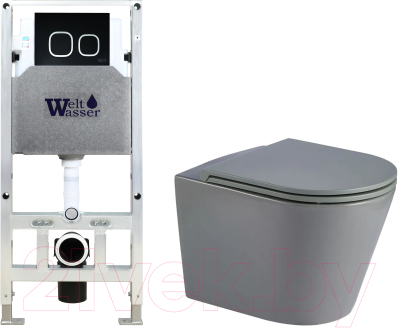 Унитаз подвесной с инсталляцией WeltWasser Amberg 506 ST + Salzbach 043 MT-GR + Amberg RD-BL - фото