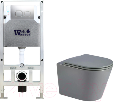 Унитаз подвесной с инсталляцией WeltWasser Amberg 506 ST + Salzbach 043 MT-GR + Amberg RD-CR - фото