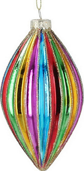 Елочная игрушка Gisela Graham All Glass. Радужная сосулька / 927 - фото