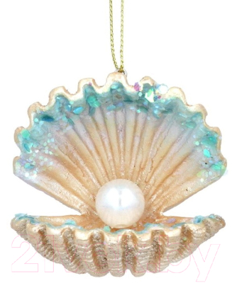 Елочная игрушка Gisela Graham Neptune's Kingdom. Ракушка с жемчужиной / 15712-1 - фото