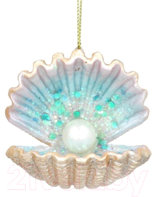 Елочная игрушка Gisela Graham Neptune's Kingdom. Ракушка с жемчужиной / 15712-2 - фото