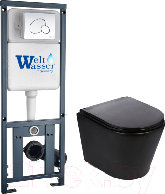 Унитаз подвесной с инсталляцией WeltWasser Marberg 410 + Salzbach 043 MT-BL + Mar 410 RD GL-WT - фото
