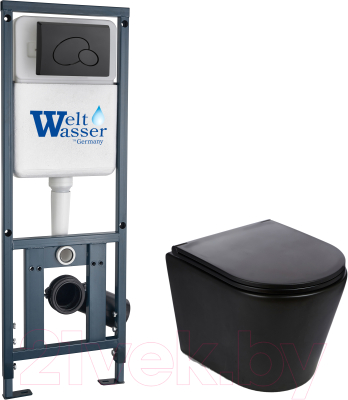 Унитаз подвесной с инсталляцией WeltWasser Marberg 410 + Salzbach 043 MT-BL + Mar 410 RD MT-BL - фото