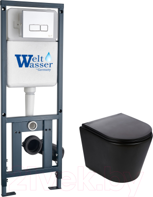 Унитаз подвесной с инсталляцией WeltWasser Marberg 410 + Salzbach 043 MT-BL + Mar 410 SE GL-WT - фото