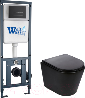 Унитаз подвесной с инсталляцией WeltWasser Marberg 410 + Salzbach 043 MT-BL + Mar 410 SE MT-BL - фото