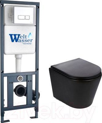 Унитаз подвесной с инсталляцией WeltWasser Marberg 410 + Salzbach 043 MT-BL + Mar 410 SE-CR - фото