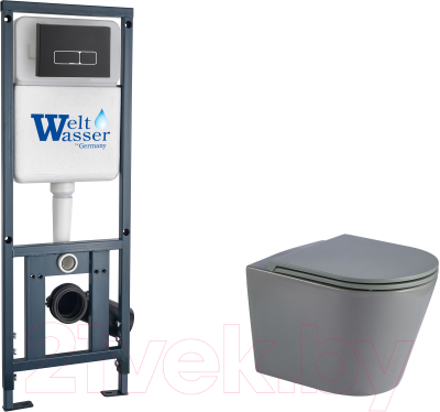 Унитаз подвесной с инсталляцией WeltWasser Marberg 410 + Salzbach 043 MT-GR + Mar 410 SE MT-BL - фото