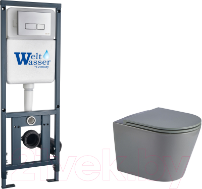 Унитаз подвесной с инсталляцией WeltWasser Marberg 410 + Salzbach 043 MT-GR + Mar 410 SE CR - фото