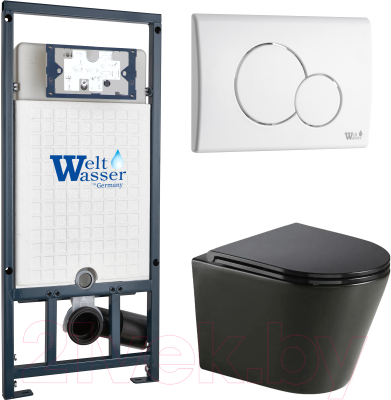 Унитаз подвесной с инсталляцией WeltWasser Marberg 507 + Salzbach 043 MT-BL + Mar 507 RD GL-WT - фото