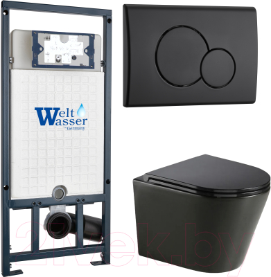 Унитаз подвесной с инсталляцией WeltWasser Marberg 507 + Salzbach 043 MT-BL + Mar 507 RD MT-BL - фото