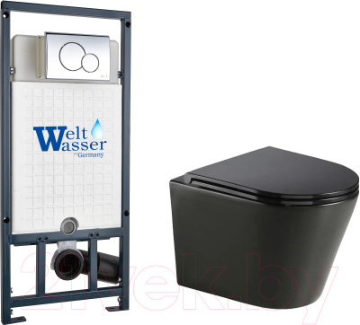 Унитаз подвесной с инсталляцией WeltWasser Marberg 507 + Salzbach 043 MT-BL + Mar 507 RD-CR - фото