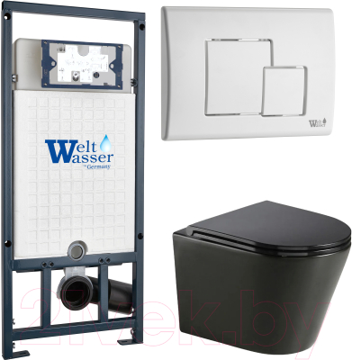 Унитаз подвесной с инсталляцией WeltWasser Marberg 507 + Salzbach 043 MT-BL + Mar 507 SE GL-WT - фото