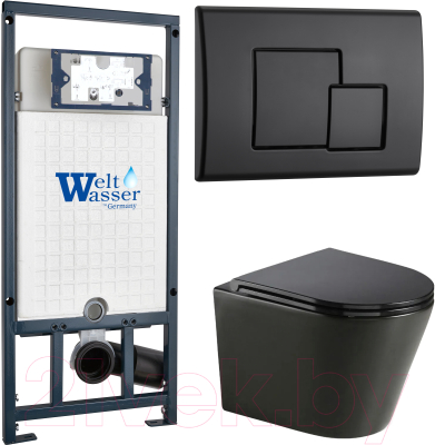 Унитаз подвесной с инсталляцией WeltWasser Marberg 507 + Salzbach 043 MT-BL + Mar 507 SE MT-BL - фото