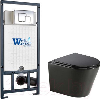 Унитаз подвесной с инсталляцией WeltWasser Marberg 507 + Salzbach 043 MT-BL + Mar 507 SE-CR - фото