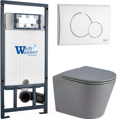 Унитаз подвесной с инсталляцией WeltWasser Marberg 507 + Salzbach 043 MT-GR + Mar 507 RD GL-WT - фото