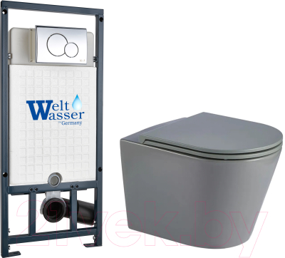 Унитаз подвесной с инсталляцией WeltWasser Marberg 507 + Salzbach 043 MT-GR + Mar 507 RD-CR - фото