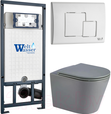 Унитаз подвесной с инсталляцией WeltWasser Marberg 507 + Salzbach 043 MT-GR + Mar 507 SE GL-WT - фото
