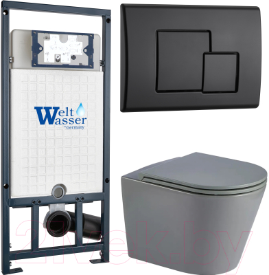 Унитаз подвесной с инсталляцией WeltWasser Marberg 507 + Salzbach 043 MT-GR + Mar 507 SE MT-BL - фото