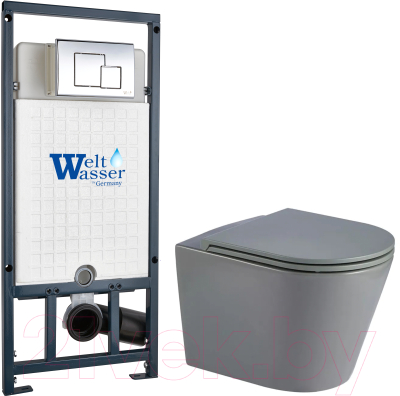 Унитаз подвесной с инсталляцией WeltWasser Marberg 507 + Salzbach 043 MT-GR + Mar 507 SE-CR - фото