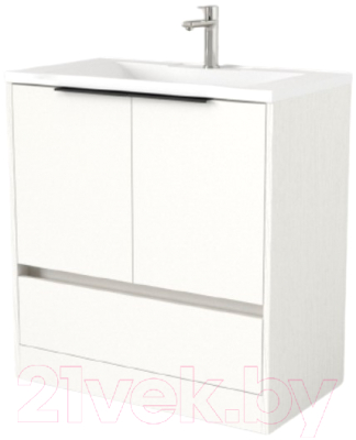 Тумба под умывальник Дабер 017 Andrea Elen 80 / Т17.8А.0.5Ч (белый древесный/ручка черная) - фото