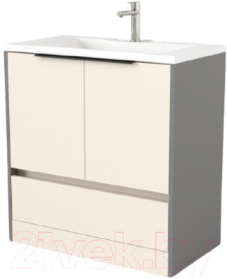 Тумба под умывальник Дабер 017 Andrea Elen 80 / Т17.8А.0.19Ч (бежевый/серый/ручка черная) - фото