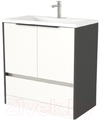 Тумба под умывальник Дабер 017 Andrea Elen 80 / Т17.8А.0.20Ч (белый древесный/серый/ручка черная) - фото