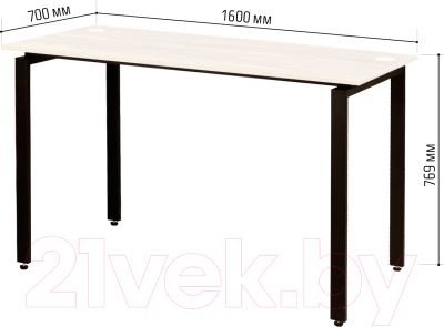 Письменный стол Millwood Лофт Сиэтл ДТ-5 160x70x75 (дуб белый Craft/черный)