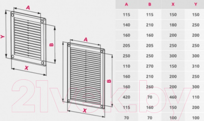 Решетка вентиляционная Awenta TRU10
