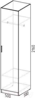Шкаф-пенал Интермебель Марсель 580 / МР-02-B2 (графит софт)