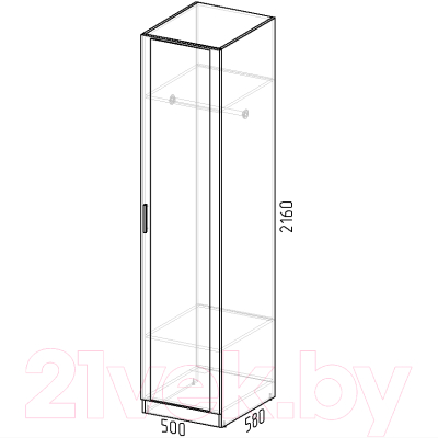 Шкаф-пенал Интермебель Марсель 580 1 зеркало / МР-02 (белый премиум)