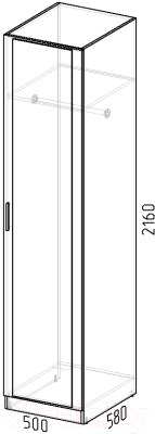 Шкаф-пенал Интермебель Марсель 580 1 зеркало / МР-04 (графит серый)