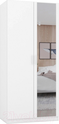 Шкаф Интермебель Марсель 580 1 зеркало / МР-06 (белый премиум) - фото