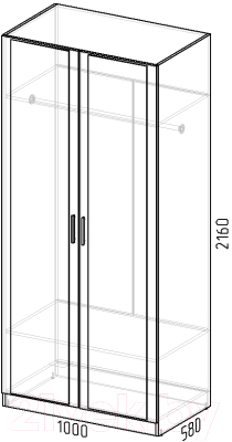 Шкаф Интермебель Марсель 580 2 зеркала / МР-06 (дуб крафт золотой)