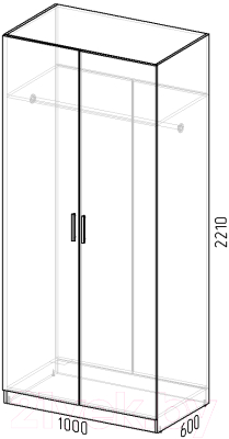 Шкаф Интермебель Марсель 580 / МР-07-B2 (графит софт)
