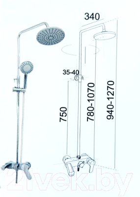 Душевая система со смесителем Центр Сантехники Гармония №2 D200 ДС0001-9