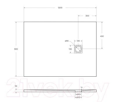 Душевой поддон BelBagno TRAY-MR-UNO-AH-120/90-35-NERO