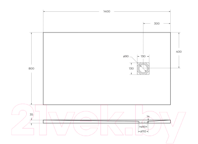 Душевой поддон BelBagno TRAY-MR-UNO-AH-140/80-35-W