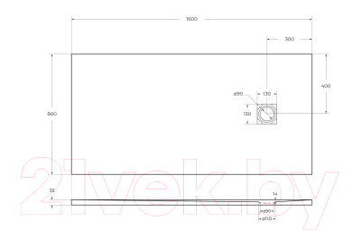 Душевой поддон BelBagno TRAY-MR-UNO-AH-160/80-35-W
