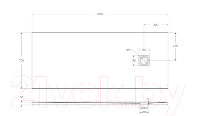 Душевой поддон BelBagno TRAY-MR-UNO-AH-170/70-35-W