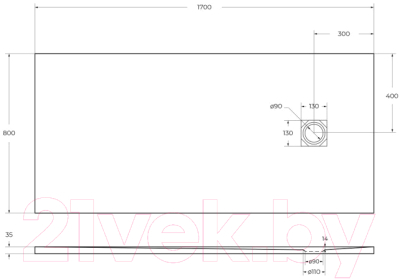 Душевой поддон BelBagno TRAY-MR-UNO-AH-170/80-35-W
