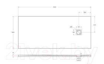 Душевой поддон BelBagno TRAY-MR-UNO-AH-180/80-35-W