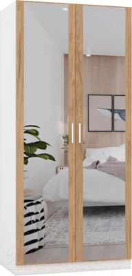 Шкаф Интермебель Марсель 580 2 зеркала / МР-07 (дуб крафт золотой) - фото