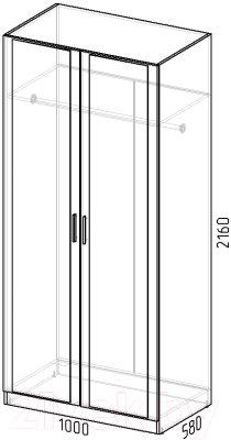 Шкаф Интермебель Марсель 580 2 зеркала / МР-07 (дуб крафт золотой)