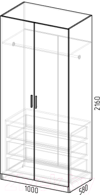 Шкаф Интермебель Марсель 580 / МР-08-B4 (графит софт)