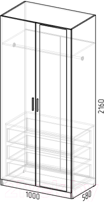 Шкаф Интермебель Марсель 580 1 зеркало / МР-08 (белый премиум)