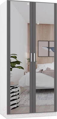 Шкаф Интермебель Марсель 580 2 зеркала / МР-08 (графит серый) - фото