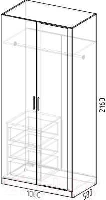Шкаф Интермебель Марсель 580 1 зеркало / МР-09 (графит серый)